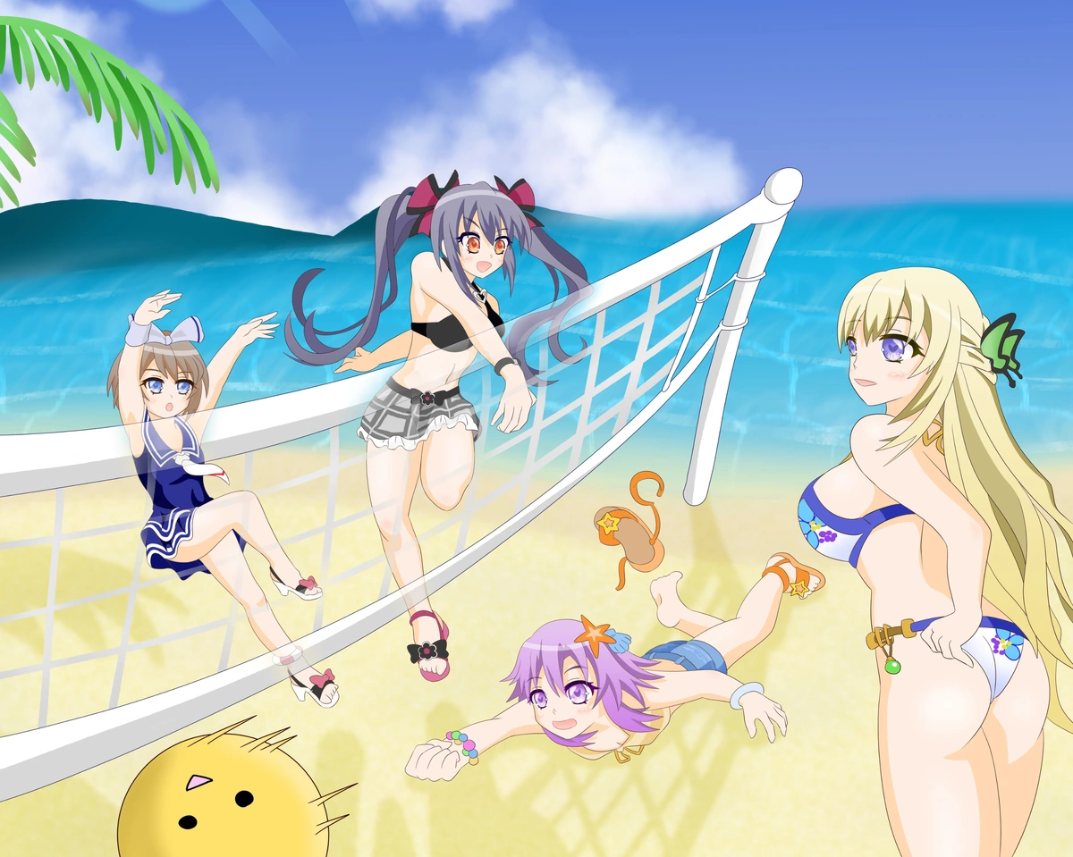 The Four Goddesses Playing Some Beach Volleyball [arondight_nya]